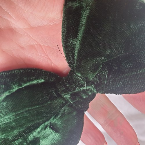 Vtg 70s Green Velvet Velour Bow Tie Retro Dandy - Picture 4 of 6