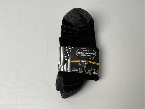 Camel City Mill Men's Ironside Merino Wool Lightweight Work Socks Black - L - Picture 1 of 3