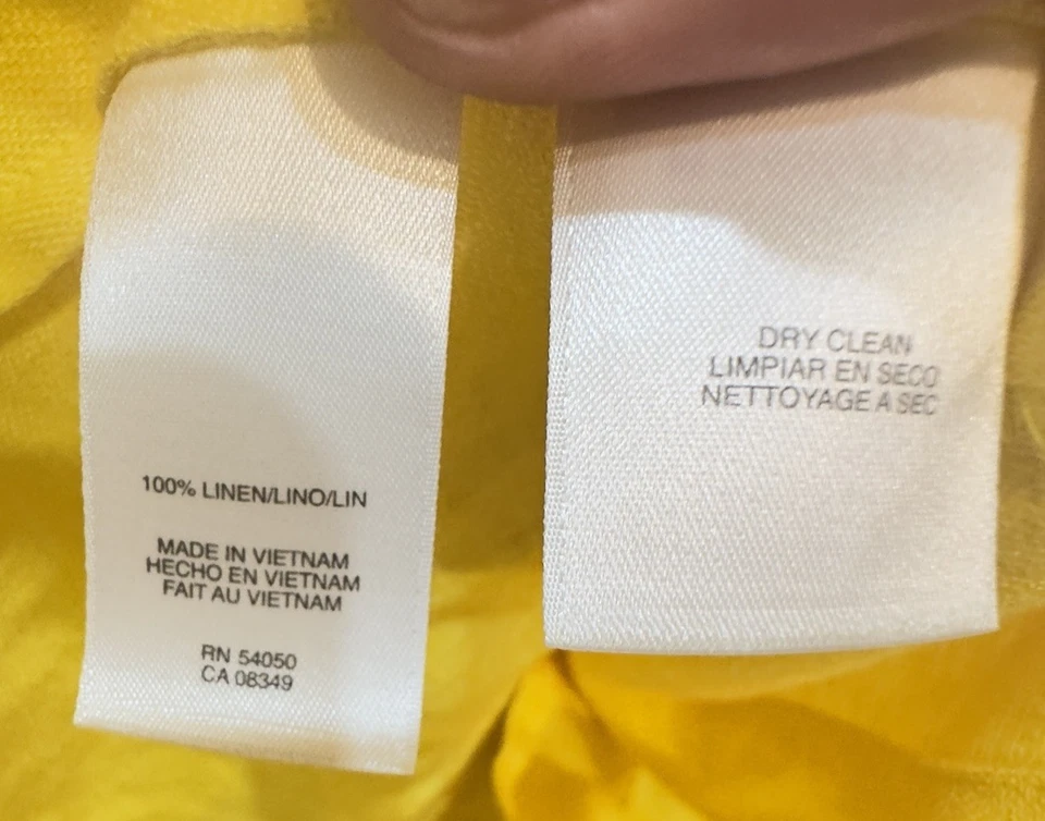 Chaqueta Blazer Jones New York Mujer 18W 100% Lino Amarillo Botón Delantero Foto 4 de 4