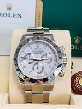 Rolex Cosmograph Daytona 116520 Oyster White Dial Steel Watch BOX/PAPERS *NEW