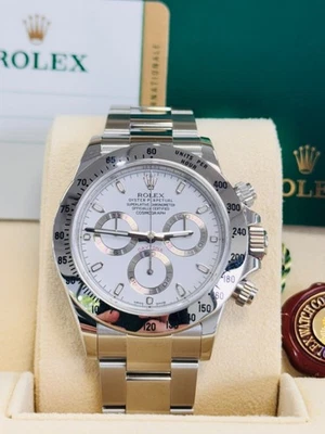 Rolex Cosmograph Daytona 116520 Oyster Blanco Esfera Acero Reloj Caja / Papel - Imagen 1 de 4