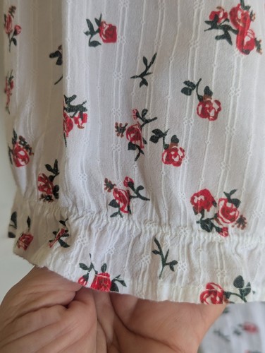 Allegra K Damen Cottagecore Twee Bluse Gr. M geblümt Peter Pan Puffärmel - Bild 6 von 16