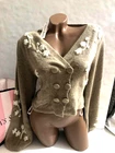 VS For Love & Lemons Adalyn Sweater Oatmeal Embroidery Cardigan NWT