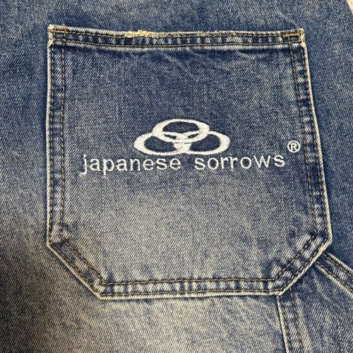 Japanese Sorrows 15 oz Embellished Double Knee Denim Shorts Size 32 Streetwear - Picture 6 of 8