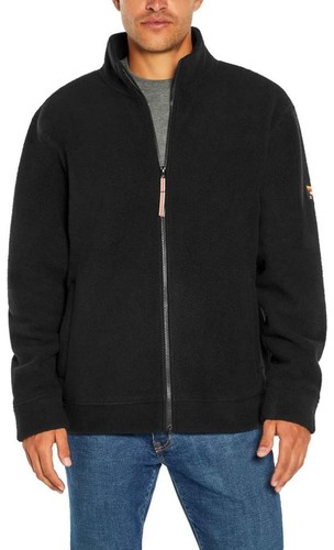 Orvis Herren Größe Medium durchgehender Reißverschluss Sherpa Fleece Jacke schwarz neu mit Etikett - Bild 2 von 7