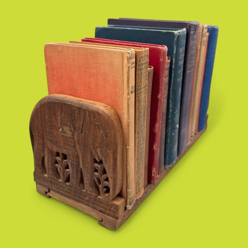 Vintage Wooden Book Stand Book Ends – Adjustable Kashmir / Indian Hand Carved - Picture 3 of 9