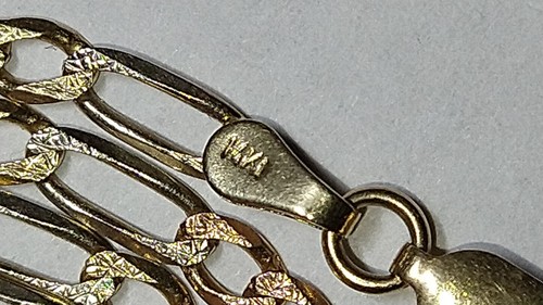 Solid 14k tri-color gold 3.1mm figaro chain necklace 7.52 grams - 23" - Picture 11 of 14