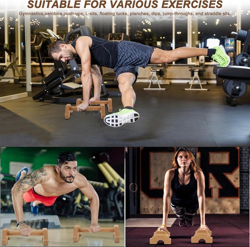 Calisthenics Wood Parallettes Bars, Wood Push Up Bars Calisthenics Equipment ... - Photo 7/8