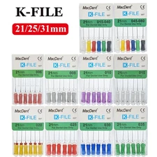 6 Pcs Dental Endo Root Canal File K Files Stainless Steel Hand Use 21/25/31mm
