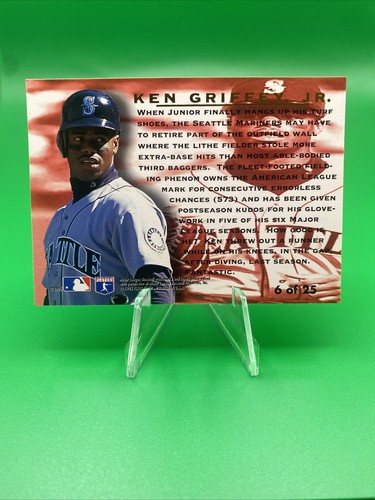 1995 Fleer Ultra KEN GRIFFEY JR Award Winner Top Glove Insert Card #6 - MARINERS - Picture 2 of 2