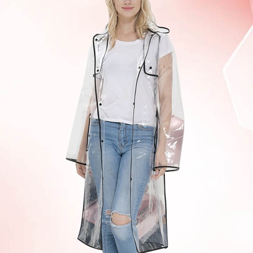 Fashionable Raincoat for Women Transparent Hooded Poncho See Through - 第 11/11 張圖片