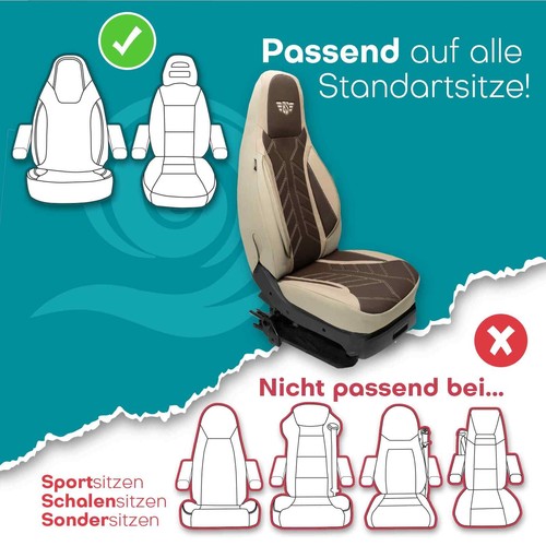 Fundas de asiento de autocaravana Pilot adecuadas para Concorde 7000 (beige-marrón) - Imagen 8 de 12