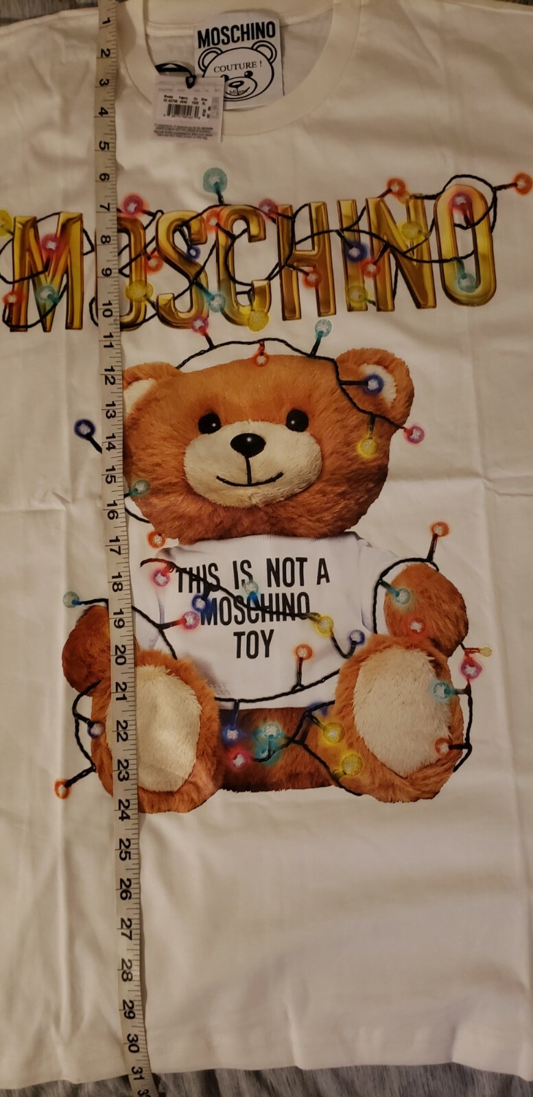 NWT Moschino Teddy Christmas Lights Limited Campaign 2018 white XL100%AUTHENTIC 