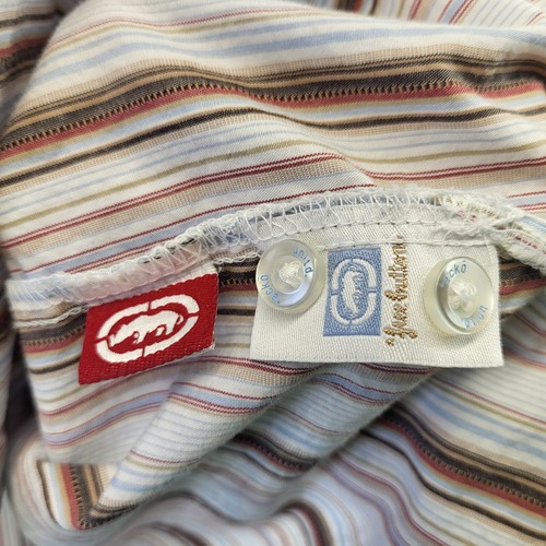 Ecko Unltd Button Down Shirt Men 2XL XXL White Striped Short Sleeve Pocket Rhino - Picture 11 of 14