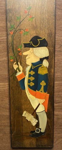 "Paleta de arte popular de pared de madera de soldado colonial firmada a mano pintada a mano de colección 22""" - Imagen 2 de 24