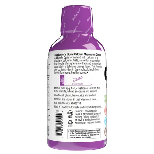 Bluebonnet Liquid Calcium Magnesium Citrate Orange 16 fl oz - Picture 3 of 9