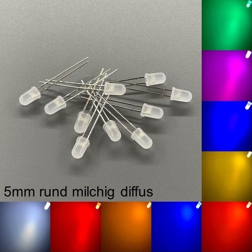 5mm LEDs Round Milky Diffuse All Colours Inc Resistors Light Emitting Diodes LED - - Picture 1 of 12