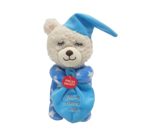 Fuzzy Friends Prayer Bear In Pajamas -Sings Jesus Loves Me, 6.2 Inches Tall - Picture 8 of 9