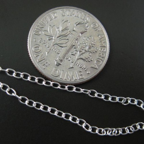 10 Feet Sterling Silver 2mm Oval Cable Chain-Unfinished Bulk Chain By the Foot - Picture 2 of 3