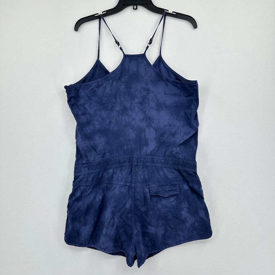 Superdry 领带染料连身裤女式 M 蓝色短裤夏季滑板冲浪海滩 Cali Grunge — 第 2/4 张图片