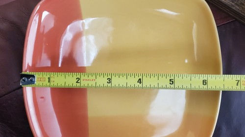 Juego de 4 platos cuadrados de postre de ensalada de 222 bloques de quinto color rojo amarillo - Imagen 4 de 4