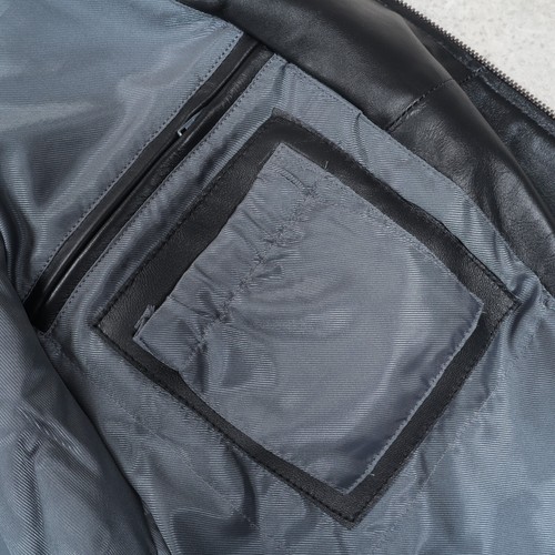 Pelle Pelle American Bruiser Leather Bomber Jacket Black Size L - Foto 20 di 23