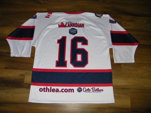 VINTAGE WINNIPEG JETS "LOOKING" GAME USED OTHL HOCKEY JERSEY MENS SIZE XL (54) - Picture 3 of 7