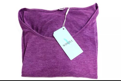 WIHOLL Women's Casual Round Neck T-Shirt Top Knit Blouse Purple Size XL