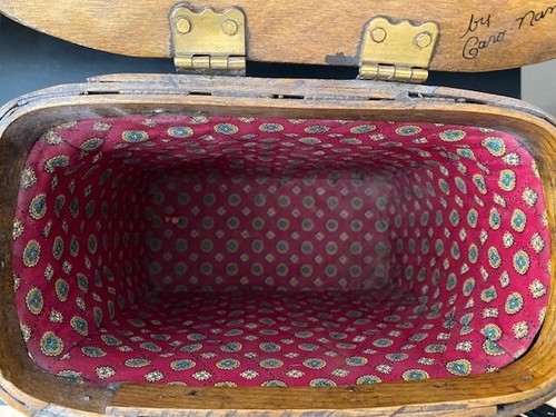 Caro Nan 1964 San Diego CA Basket Tote Hand Painted Artist Signed Vintage BOHO - Picture 8 of 10