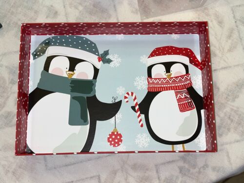 Voila Christmas Penguins Candy Cane Gift/Storage Lidded Box - Picture 1 of 3