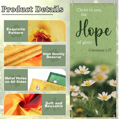 4 Pcs Church Banners with Scripture for Sanctuary Wall Worship Hanging Sign - Picture 6 of 7