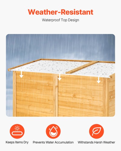 Wooden Storage Shed Outdoor Cabinet with Shelves Waterproof Garden Tool 55x67.5" - Picture 5 of 12