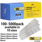TACWISE 10mm - 50mm ALL Brad Nails 18 Gauge /18g/180 Galvanised For Gun+Staplers