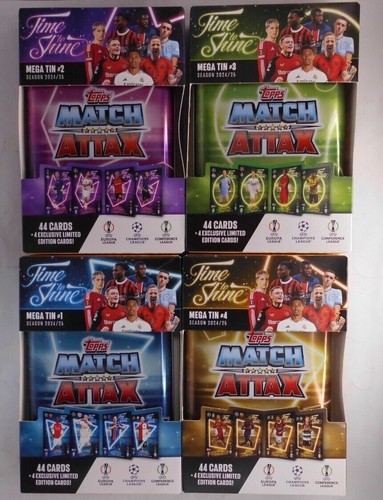 Topps Match Attax 2024/25 Trading Cards Game Mega Tins + 4 Limited Edition