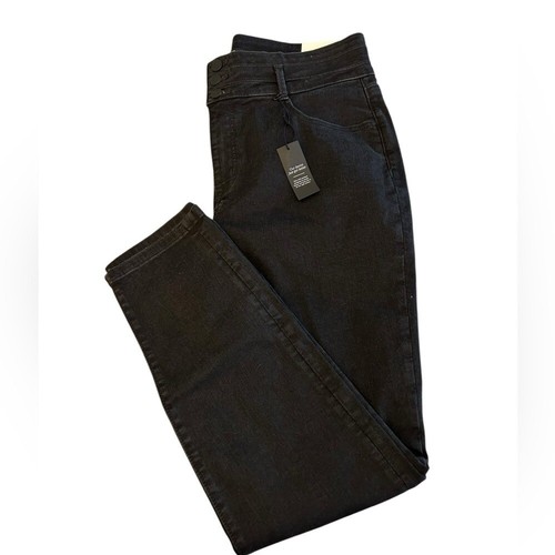 Pantalones de mezclilla ajustados de tiro alto con bolsillo esculpido Ann Taylor nuevos con etiquetas en lavado negro azabache talla 14 - Imagen 2 de 12