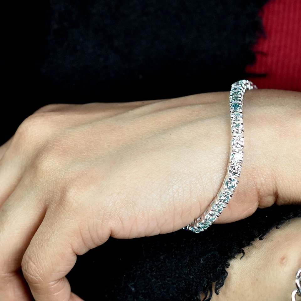 TCW 44.40ct 4mm White Diamond Tennis Bracelet & Necklace Set! FREE Diamond studs - image 3 of 4