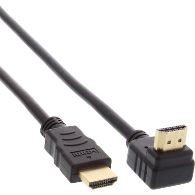 InLine  HDMI HS Kabel, gewinkelt, mit Eth., ST / ST, verg. Kont., schwarz, 2m