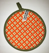 Vintage NOW Designs San Francisco Pot Holder Flowers Orange Green Magnetic New