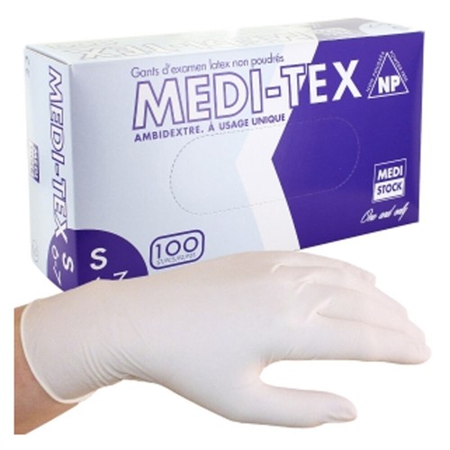 Meditstock MEDI-TEX Latex Examination Glove Powder-Free, Box of 100pcs - Zdjęcie 3 z 5