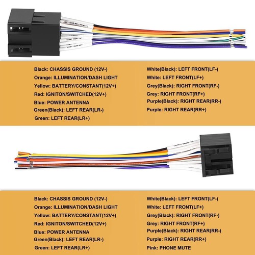 16 Pin Radio ISO Wire Harness Adapter for Peterbilt Freightliner Stereo JVC Sony - Picture 4 of 13