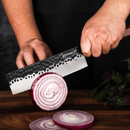 Cuchillo Nakiri japonés de 7 pulgadas KEEMAKE cuchillo de corte de acero inoxidable de alto carbono - Imagen 2 de 6