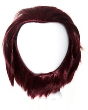 12'' Straight Cut w/ no Bangs and Beard Maroon Red Rider Cosplay Wig NEW