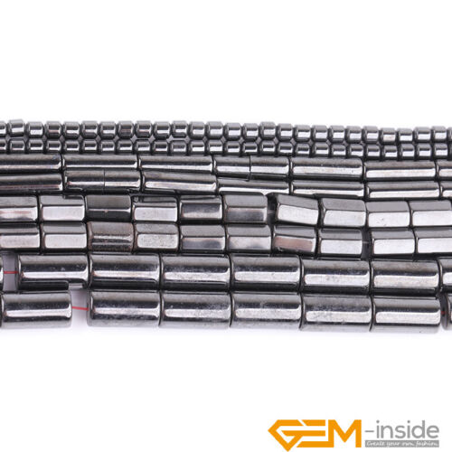 Natural Black Magnetic Hematite Gemstone Column Tube Spacer Jewelry Making Beads - Picture 2 of 45