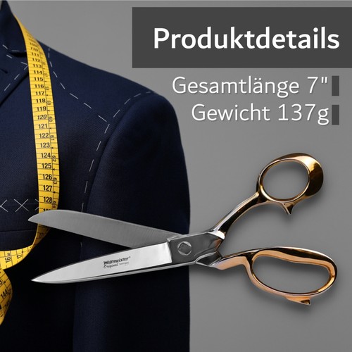 WELTMEISTER Solingen Germany Schneiderschere (vergoldet) 7" - 10", Stoffschere - Bild 11 von 25