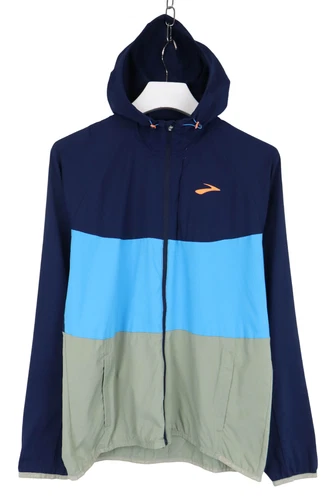 BROOKS Canopy Jacket Men's MEDIUM Multicolor Running Logo Hooded Full Zip