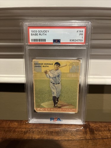 1933 Goudey  #144 Babe Ruth PSA 1 HOF Clean card - Picture 3 of 4