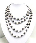 6-7mm Natural FreshWater White Black Pearl Necklace for Women Long Necklace 80"