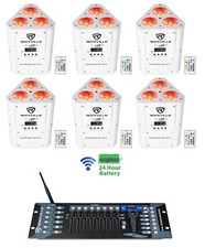  6 Rockville RockWedge LED White Battery Powered Lights Wireless DMX Controller