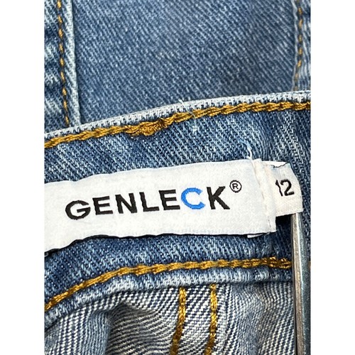 Jeans GENLECK Y2K gamba larga denim invecchiato vita alta casual blu taglia nuovo con etichette - Foto 10 di 17
