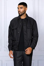 NWT SIZE L, CASUAL BLACK 2PC JACKET & PANTS SET LIGHTWEIGHT BUTTON DOWN